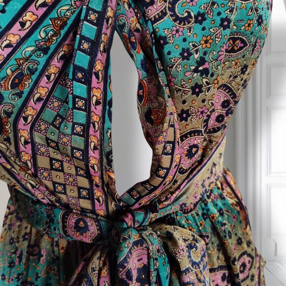 Karma Highway Multi Way Halter Wide Leg Jumpsuit OS  Boho Paisley Viscose - Picture 13 of 16